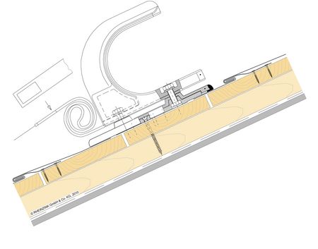 Visualisierung Sicherheitsdachhaken von HEUEL auf Zinkdach